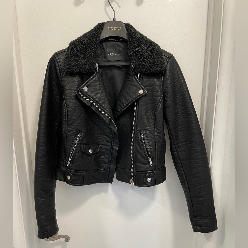 Obey Vegan Leather Moto Jacket